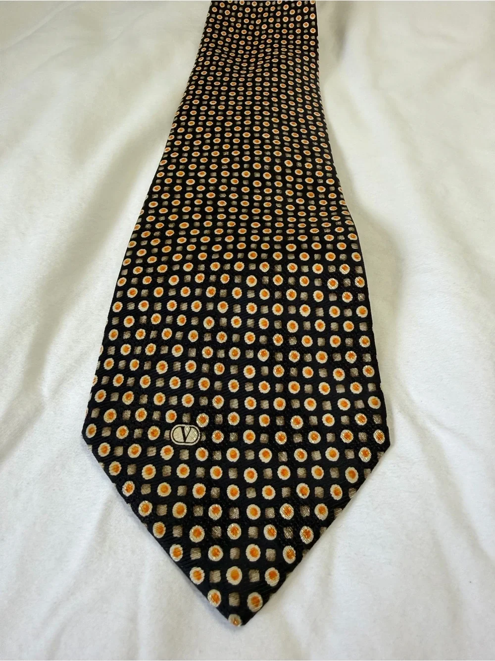 Vintage Valentino Cravatte 100% Silk Tie Made in Italy dot Pattern Dis. N. 6409